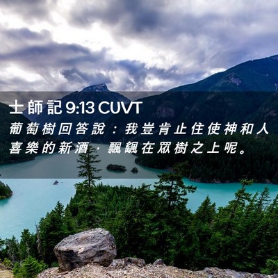 Picture 02 - 士 師 記 9:13 CUVT - 葡 萄 樹 回 答 說 ： 我 豈 肯 止 住 - Bible Verse Picture