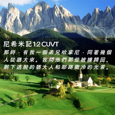 Picture 02 - 尼 希 米 記 1:2 CUVT - 那 時 ， 有 我 一 個 弟 兄 哈 拿 尼 - Bible Verse Picture