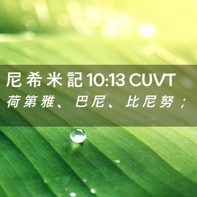 Picture 02 - 尼 希 米 記 10:13 CUVT - 荷 第 雅 、 巴 尼 、 比 尼 努 - Bible Verse Picture