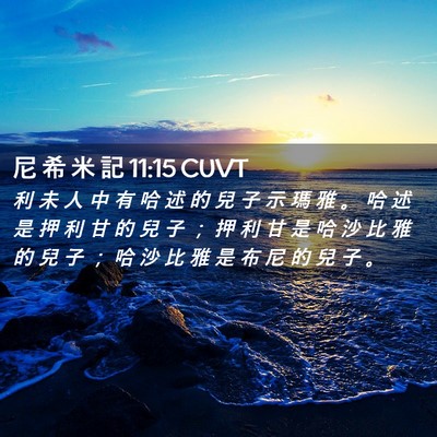 Picture 02 - 尼 希 米 記 11:15 CUVT - 利 未 人 中 有 哈 述 的 兒 子 示 瑪 - Bible Verse Picture