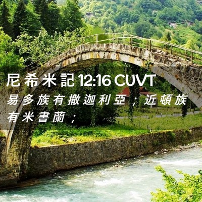 Picture 02 - 尼 希 米 記 12:16 CUVT - 易 多 族 有 撒 迦 利 亞 ； 近 頓 族 - Bible Verse Picture