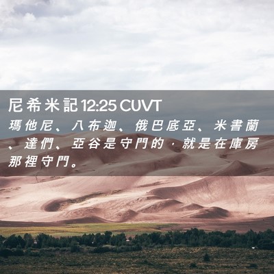 Picture 02 - 尼 希 米 記 12:25 CUVT - 瑪 他 尼 、 八 布 迦 、 俄 巴 底 亞 - Bible Verse Picture