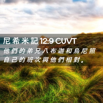 Picture 02 - 尼 希 米 記 12:9 CUVT - 他 們 的 弟 兄 八 布 迦 和 烏 尼 照 - Bible Verse Picture