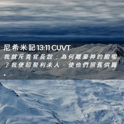 Picture 02 - 尼 希 米 記 13:11 CUVT - 我 就 斥 責 官 長 說 ： 為 何 離 棄 - Bible Verse Picture