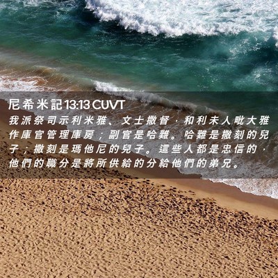 Picture 02 - 尼 希 米 記 13:13 CUVT - 我 派 祭 司 示 利 米 雅 、 文 士 撒 - Bible Verse Picture