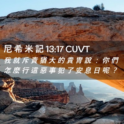 Picture 02 - 尼 希 米 記 13:17 CUVT - 我 就 斥 責 猶 大 的 貴 冑 說 ： 你 - Bible Verse Picture