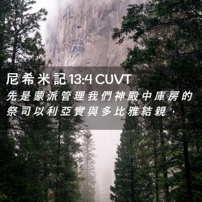 Picture 02 - 尼 希 米 記 13:4 CUVT - 先 是 蒙 派 管 理 我 們 神 殿 中 庫 - Bible Verse Picture