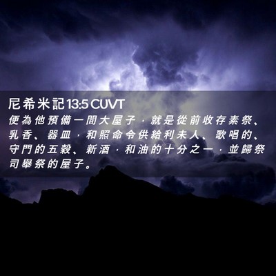 Picture 02 - 尼 希 米 記 13:5 CUVT - 便 為 他 預 備 一 間 大 屋 子 ， 就 - Bible Verse Picture