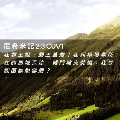 Picture 02 - 尼 希 米 記 2:3 CUVT - 我 對 王 說 ： 願 王 萬 歲 ！ 我 列 - Bible Verse Picture