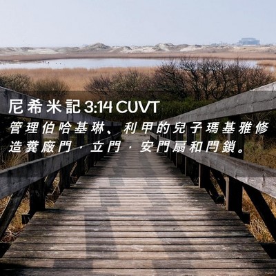 Picture 02 - 尼 希 米 記 3:14 CUVT - 管 理 伯 哈 基 琳 、 利 甲 的 兒 子 - Bible Verse Picture