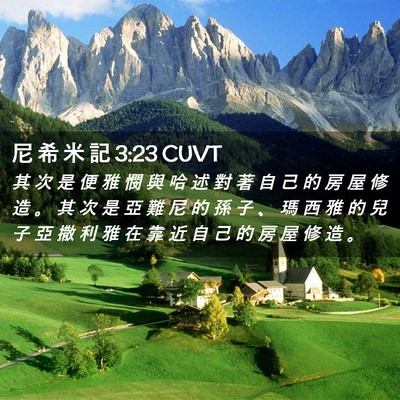 Picture 02 - 尼 希 米 記 3:23 CUVT - 其 次 是 便 雅 憫 與 哈 述 對 著 自 - Bible Verse Picture
