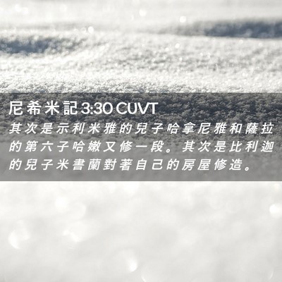 Picture 02 - 尼 希 米 記 3:30 CUVT - 其 次 是 示 利 米 雅 的 兒 子 哈 拿 - Bible Verse Picture