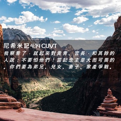 Picture 02 - 尼 希 米 記 4:14 CUVT - 我 察 看 了 ， 就 起 來 對 貴 冑 、 - Bible Verse Picture