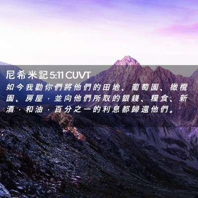 Picture 02 - 尼 希 米 記 5:11 CUVT - 如 今 我 勸 你 們 將 他 們 的 田 地 - Bible Verse Picture