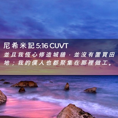 Picture 02 - 尼 希 米 記 5:16 CUVT - 並 且 我 恆 心 修 造 城 牆 ， 並 沒 - Bible Verse Picture