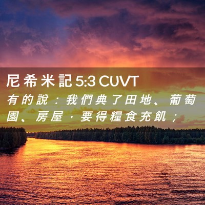 Picture 02 - 尼 希 米 記 5:3 CUVT - 有 的 說 ： 我 們 典 了 田 地 、 葡 - Bible Verse Picture