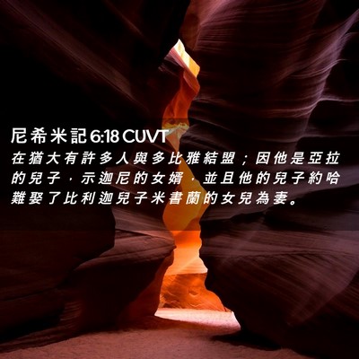 Picture 02 - 尼 希 米 記 6:18 CUVT - 在 猶 大 有 許 多 人 與 多 比 雅 結 - Bible Verse Picture