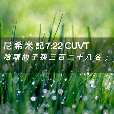Picture 02 - 尼 希 米 記 7:22 CUVT - 哈 順 的 子 孫 三 百 二 十 八 名 - Bible Verse Picture