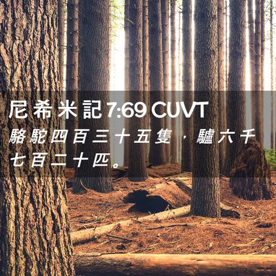 Picture 02 - 尼 希 米 記 7:69 CUVT - 駱 駝 四 百 三 十 五 隻 ， 驢 六 千 - Bible Verse Picture