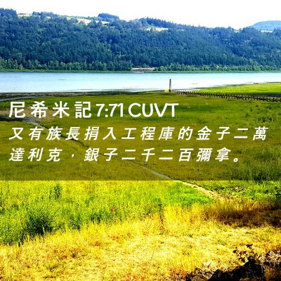 Picture 02 - 尼 希 米 記 7:71 CUVT - 又 有 族 長 捐 入 工 程 庫 的 金 子 - Bible Verse Picture
