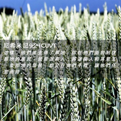 Picture 02 - 尼 希 米 記 9:24 CUVT - 這 樣 ， 他 們 進 去 得 了 那 地 ， - Bible Verse Picture