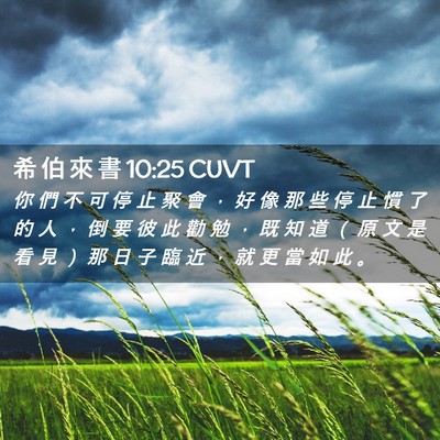 Picture 02 - 希 伯 來 書 10:25 CUVT - 你 們 不 可 停 止 聚 會 ， 好 像 那 - Bible Verse Picture