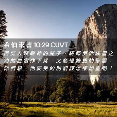 Picture 02 - 希 伯 來 書 10:29 CUVT - 何 況 人 踐 踏 神 的 兒 子 ， 將 那 - Bible Verse Picture