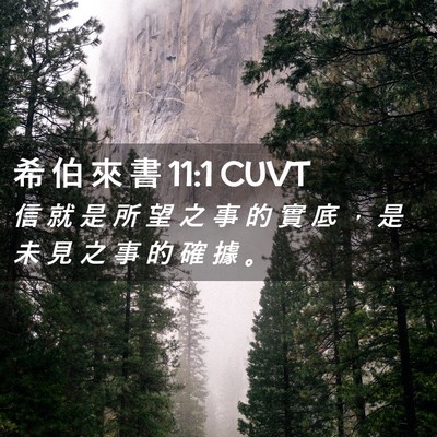 Picture 02 - 希 伯 來 書 11:1 CUVT - 信 就 是 所 望 之 事 的 實 底 ， 是 - Bible Verse Picture