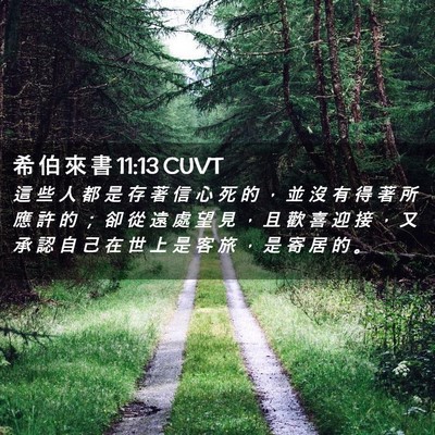 Picture 02 - 希 伯 來 書 11:13 CUVT - 這 些 人 都 是 存 著 信 心 死 的 ， - Bible Verse Picture