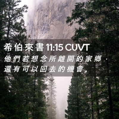 Picture 02 - 希 伯 來 書 11:15 CUVT - 他 們 若 想 念 所 離 開 的 家 鄉 ， - Bible Verse Picture