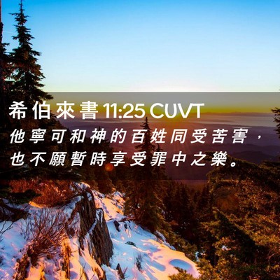Picture 02 - 希 伯 來 書 11:25 CUVT - 他 寧 可 和 神 的 百 姓 同 受 苦 害 - Bible Verse Picture