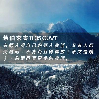 Picture 02 - 希 伯 來 書 11:35 CUVT - 有 婦 人 得 自 己 的 死 人 復 活 。 - Bible Verse Picture