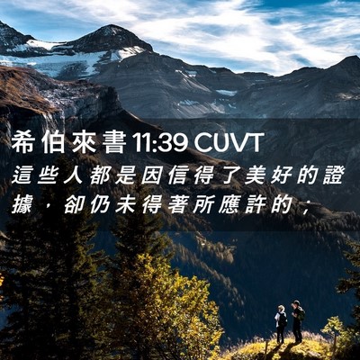 Picture 02 - 希 伯 來 書 11:39 CUVT - 這 些 人 都 是 因 信 得 了 美 好 的 - Bible Verse Picture