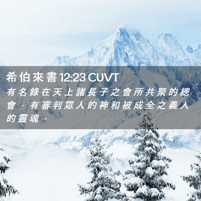 Picture 02 - 希 伯 來 書 12:23 CUVT - 有 名 錄 在 天 上 諸 長 子 之 會 所 - Bible Verse Picture