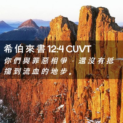 Picture 02 - 希 伯 來 書 12:4 CUVT - 你 們 與 罪 惡 相 爭 ， 還 沒 有 抵 - Bible Verse Picture