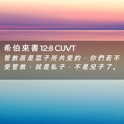 Picture 02 - 希 伯 來 書 12:8 CUVT - 管 教 原 是 眾 子 所 共 受 的 ， 你 - Bible Verse Picture