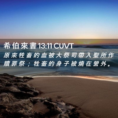 Picture 02 - 希 伯 來 書 13:11 CUVT - 原 來 牲 畜 的 血 被 大 祭 司 帶 入 - Bible Verse Picture