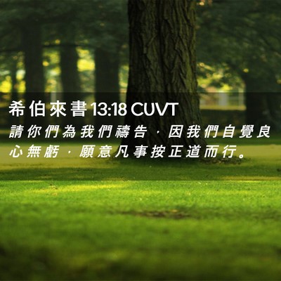 Picture 02 - 希 伯 來 書 13:18 CUVT - 請 你 們 為 我 們 禱 告 ， 因 我 們 - Bible Verse Picture