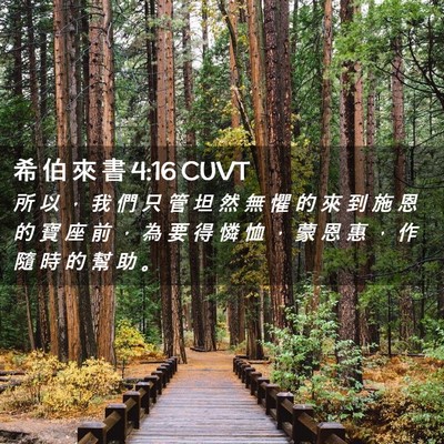 Picture 02 - 希 伯 來 書 4:16 CUVT - 所 以 ， 我 們 只 管 坦 然 無 懼 的 - Bible Verse Picture