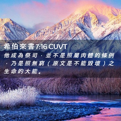 Picture 02 - 希 伯 來 書 7:16 CUVT - 他 成 為 祭 司 ， 並 不 是 照 屬 肉 - Bible Verse Picture
