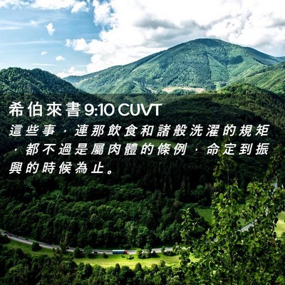 Picture 02 - 希 伯 來 書 9:10 CUVT - 這 些 事 ， 連 那 飲 食 和 諸 般 洗 - Bible Verse Picture