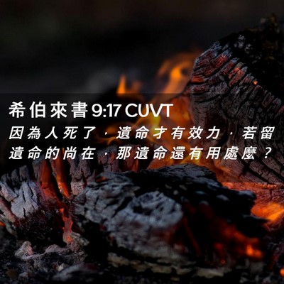 Picture 02 - 希 伯 來 書 9:17 CUVT - 因 為 人 死 了 ， 遺 命 才 有 效 力 - Bible Verse Picture
