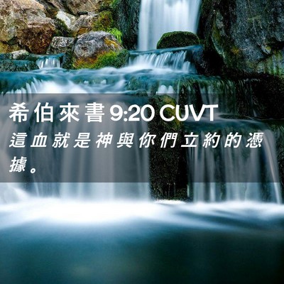 Picture 02 - 希 伯 來 書 9:20 CUVT - 這 血 就 是 神 與 你 們 立 約 的 憑 - Bible Verse Picture