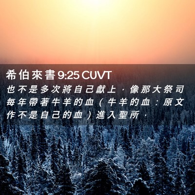 Picture 02 - 希 伯 來 書 9:25 CUVT - 也 不 是 多 次 將 自 己 獻 上 ， 像 - Bible Verse Picture