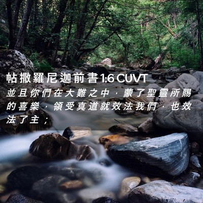 Picture 02 - 帖 撒 羅 尼 迦 前 書 1:6 CUVT - 並 且 你 們 在 大 難 之 中 ， 蒙 了 - Bible Verse Picture