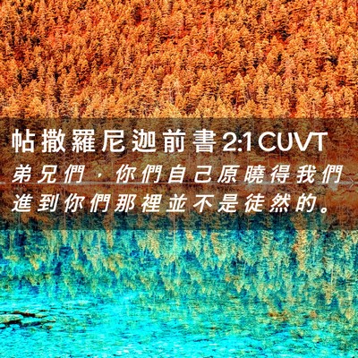 Picture 02 - 帖 撒 羅 尼 迦 前 書 2:1 CUVT - 弟 兄 們 ， 你 們 自 己 原 曉 得 我 - Bible Verse Picture