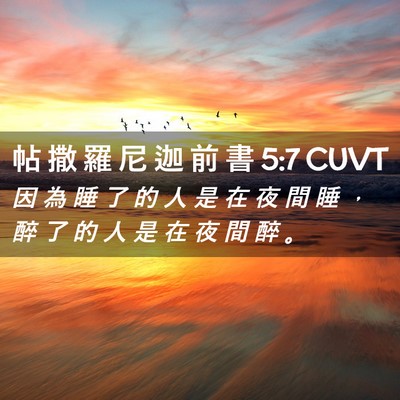 Picture 02 - 帖 撒 羅 尼 迦 前 書 5:7 CUVT - 因 為 睡 了 的 人 是 在 夜 間 睡 ， - Bible Verse Picture