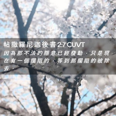 Picture 02 - 帖 撒 羅 尼 迦 後 書 2:7 CUVT - 因 為 那 不 法 的 隱 意 已 經 發 動 - Bible Verse Picture