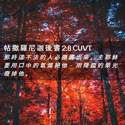 Picture 02 - 帖 撒 羅 尼 迦 後 書 2:8 CUVT - 那 時 這 不 法 的 人 必 顯 露 出 來 - Bible Verse Picture