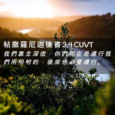 Picture 02 - 帖 撒 羅 尼 迦 後 書 3:4 CUVT - 我 們 靠 主 深 信 ， 你 們 現 在 是 - Bible Verse Picture